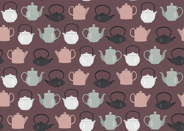 无缝模式茶壶粉红色 — 图库矢量图片