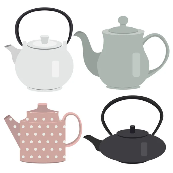 Conjunto de potes de chá ícone — Vetor de Stock