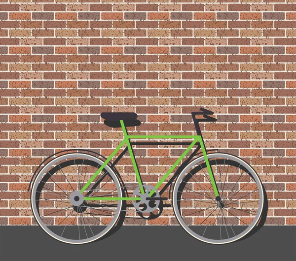 Bicicleta na frente da parede de tijolo — Vetor de Stock