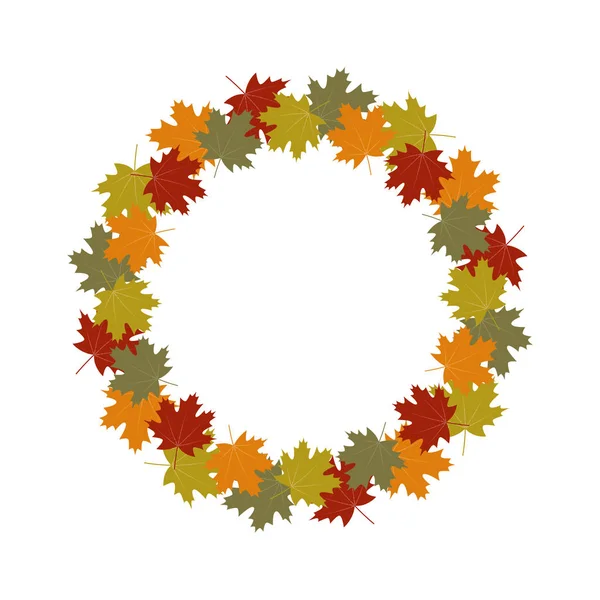 Autumn leaves wreath frame — Stock Vector