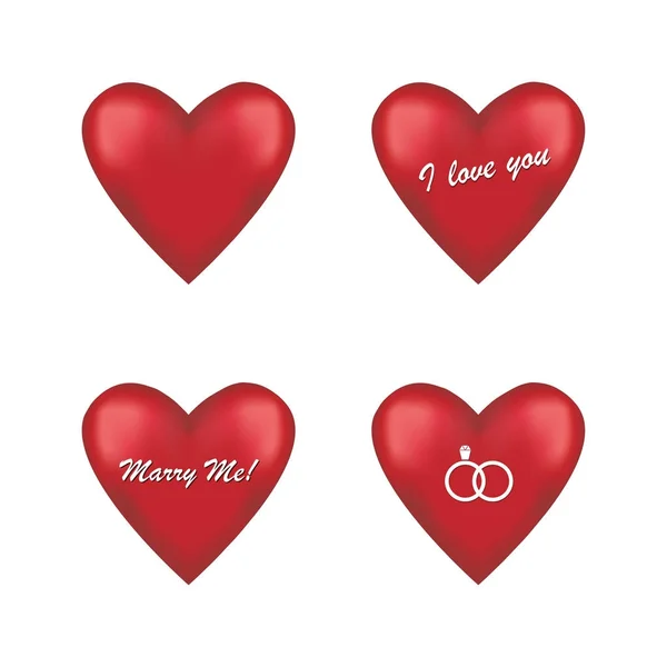 Set of round red hearts — Stock Vector