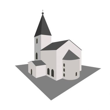 Perspektif içinde beyaz kilise inşa