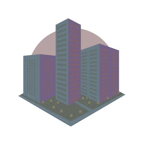 Icona astratta del blocco della città in prospettiva — Vettoriale Stock
