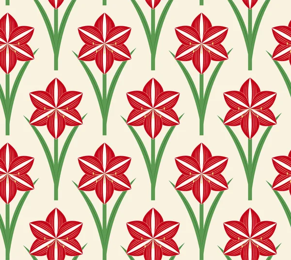 Patrón sin costuras Amarilis de Navidad — Archivo Imágenes Vectoriales