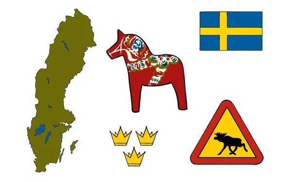 Symbolen Van Zweden Pictogrammen Vector — Stockvector