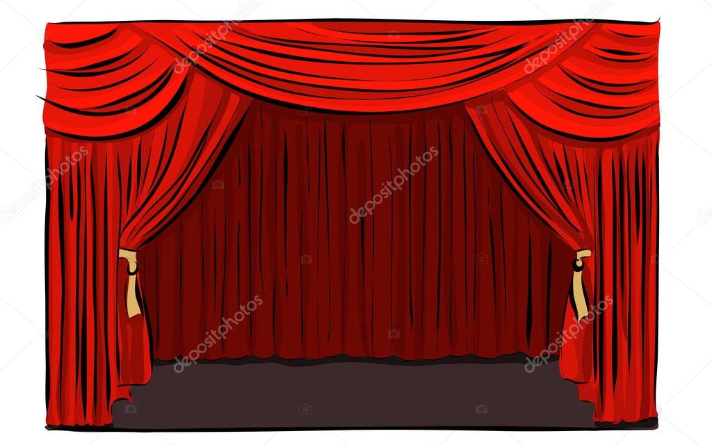 Hand drawn theatrical stage, vector
