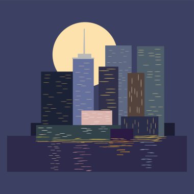 Manzarası gece şehirde, vektör