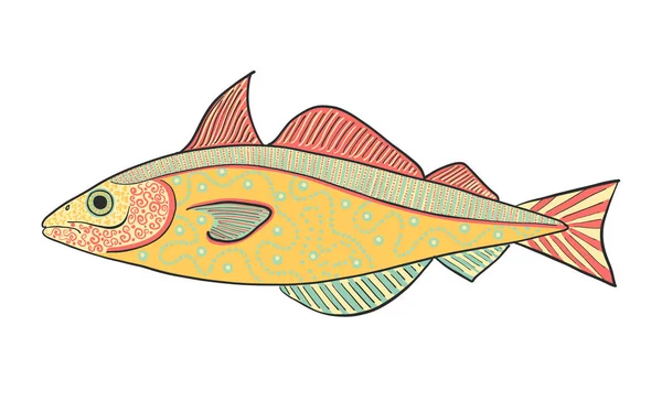 Pesce Astratto Disegnato Mano Vettore — Vettoriale Stock