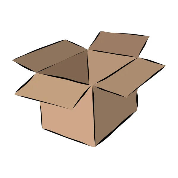 Hand Drawn Cardboard Moving Box Vector — Stock Vector