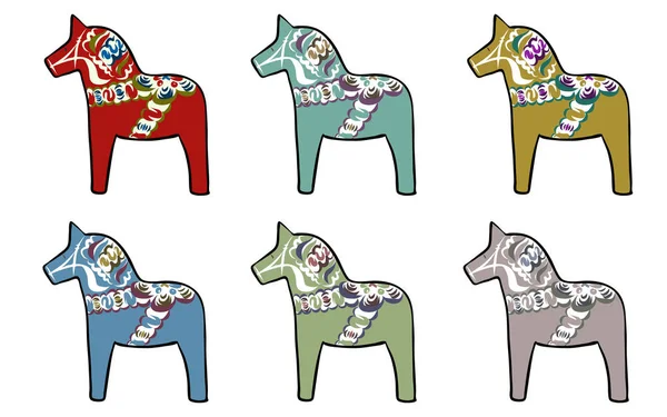 Geleneksel İsveç atların ayarla, vektör