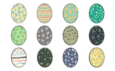 Ayarla el boyalı Paskalya yumurtaları, vektör
