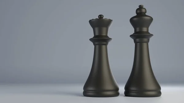 König Und Königin Schachfiguren Darstellung — Stockfoto