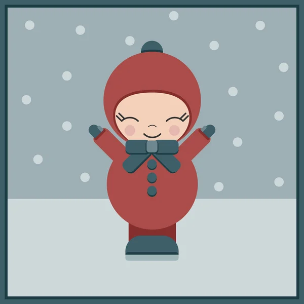 Dziecko Bawiące Się Śniegu Zimowym Wektor — Wektor stockowy
