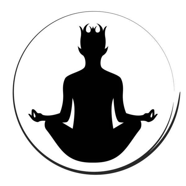 Yoga Elf Serenity Meditate Fantasy Symbol Vector — Stock Vector