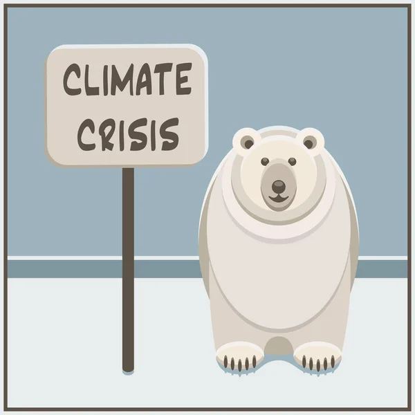 Polar Bear Climate Crisis Vector — Stock Vector