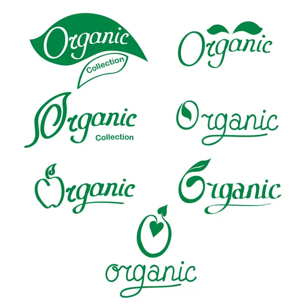 Conjunto de logotipos, para productos ecológicos naturales . — Vector de stock