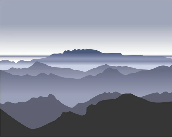Montagnes bleu-gris dans le brouillard . — Image vectorielle