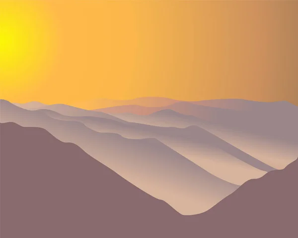 Paysage avec des pics de montagne dans le brouillard . — Image vectorielle