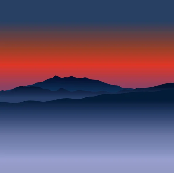 Paysages avec des pics de montagne au coucher du soleil . — Image vectorielle
