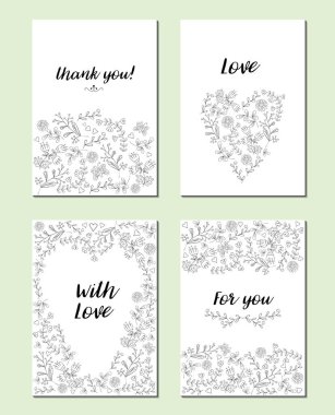 tebrik kartları kümesi.