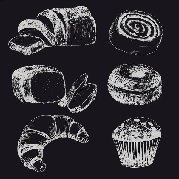 Croquis de boulangerie sur tableau noir . — Image vectorielle