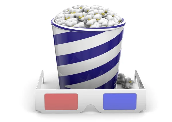 Occhiali 3D e popcorn — Foto Stock