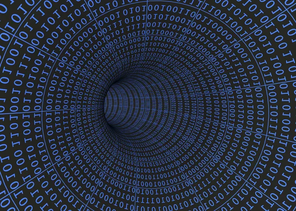 Tunel numerów binarnych - 3D — Zdjęcie stockowe