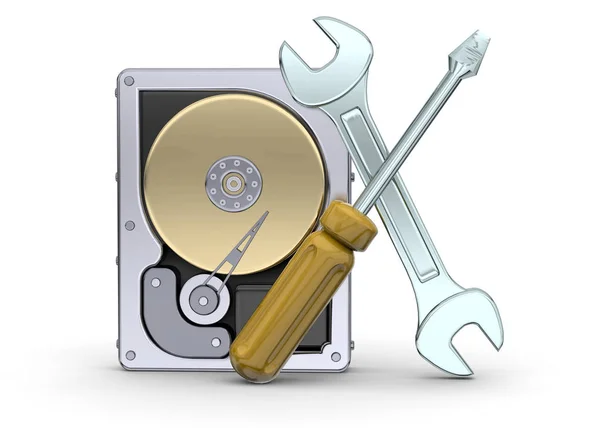 Hard Disk and Assistave Tool — Stock Photo, Image
