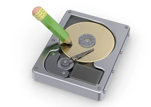 Hard Disk and Writing Concept — Stock Photo, Image