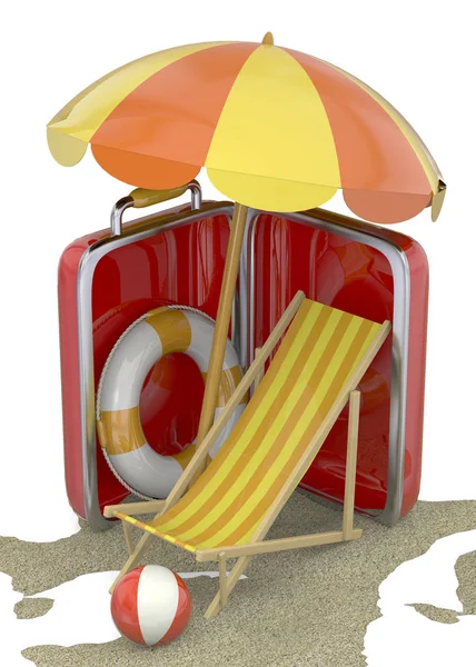 Sommaren i en resväska - 3d — Stockfoto