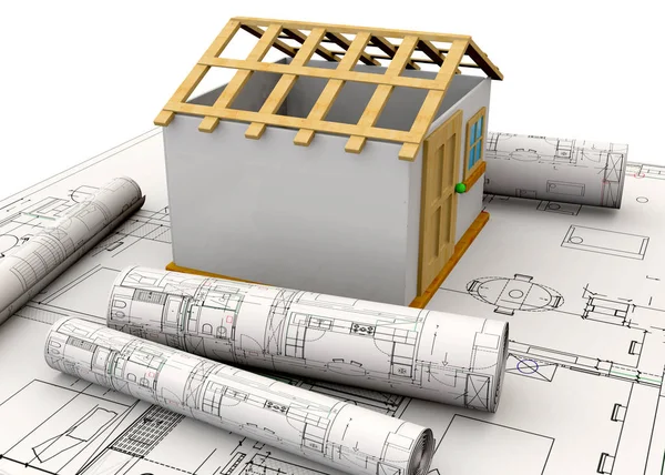 Planificación Home Concept - 3D — Foto de Stock