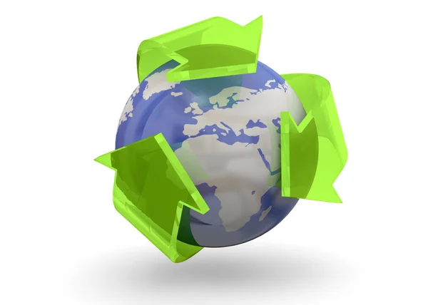 Recycling World Konzept - 3D — Stockfoto