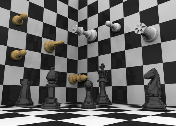 Háromdimenziós sakk - 3D — Stock Fotó