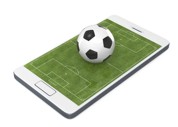Smartphone e futebol - 3D — Fotografia de Stock