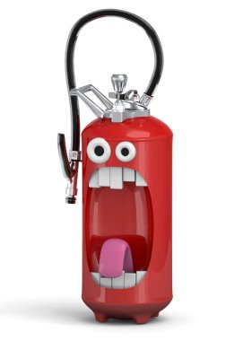 Yangın söndürücü karakter korkuttu - 3d