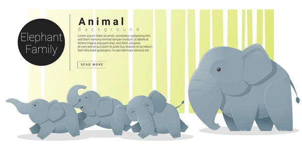 Niedliche Tierfamilie Hintergrund mit Elefanten, Vektor, Illustration — Stockvektor