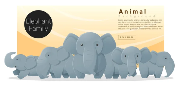 Mignon fond de famille animale avec éléphants, vecteur, illustration — Image vectorielle