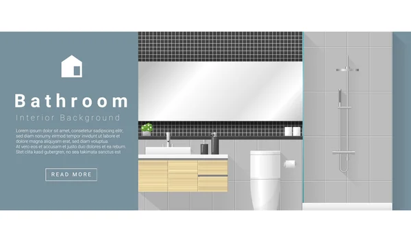 İç tasarım Modern Banyo arka plan, vektör, illüstrasyon — Stok Vektör
