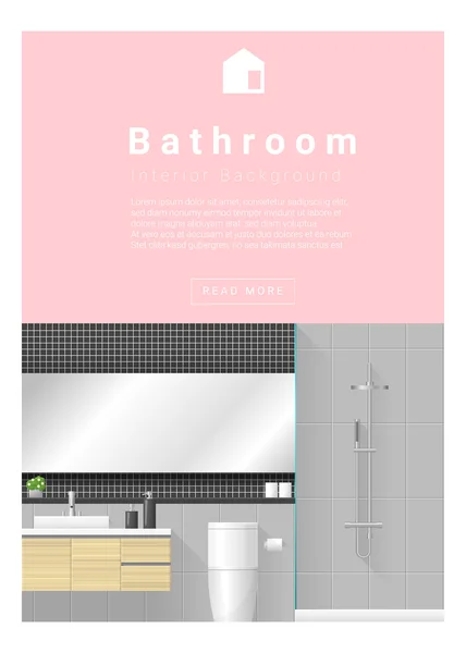 Interior design Modern bathroom banner , vector, illustration — Stock Vector