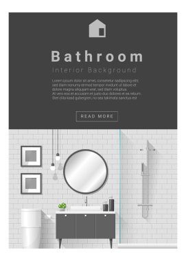 İç tasarım Modern Banyo afiş, vektör, illüstrasyon
