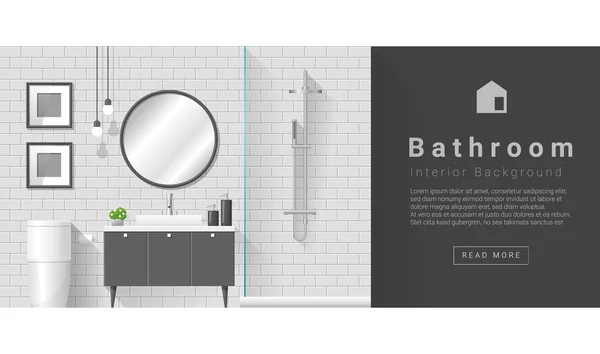 İç tasarım Modern Banyo arka plan, vektör, illüstrasyon — Stok Vektör