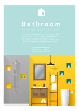 İç tasarım Modern Banyo afiş, vektör, illüstrasyon
