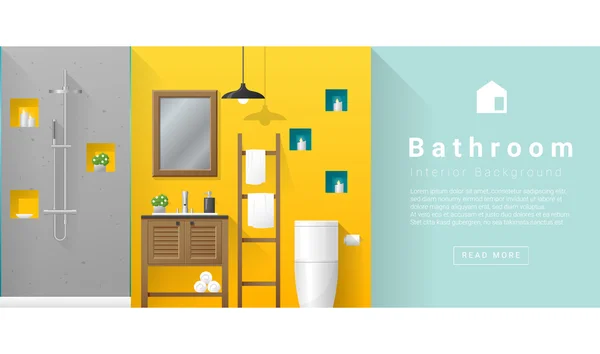 Interior design Modern fürdőszoba háttér, vektor, ábra — Stock Vector