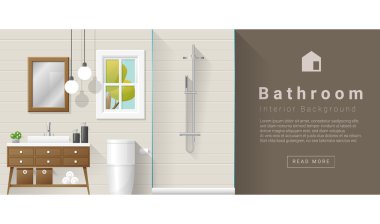 İç tasarım Modern Banyo arka plan, vektör, illüstrasyon