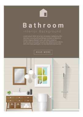 İç tasarım Modern Banyo afiş, vektör, illüstrasyon