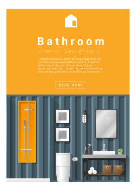 İç tasarım Modern Banyo afiş, vektör, illüstrasyon