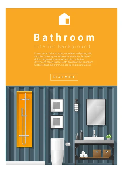 İç tasarım Modern Banyo afiş, vektör, illüstrasyon — Stok Vektör