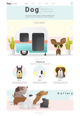 Hayvan Web sitesi şablon afiş ve Infographic köpek, vektör, illüstrasyon