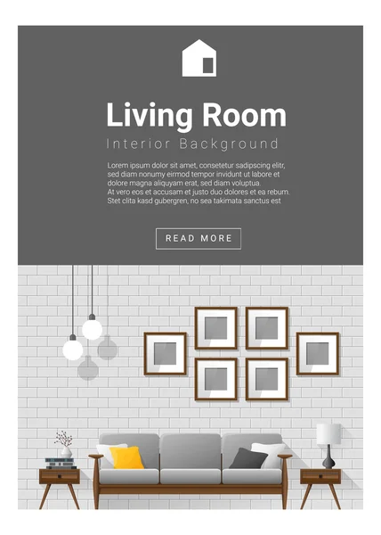 Design de interiores Banner moderno da sala de estar, vetor, ilustração — Vetor de Stock