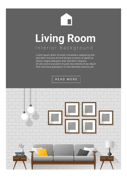 Interieur ontwerp moderne woonkamer banner, vector illustratie — Stockvector